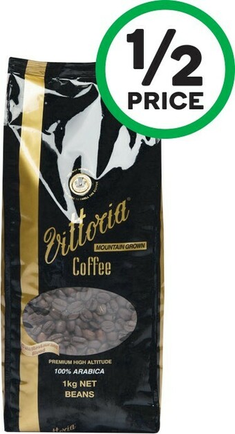 Woolworths Vittoria Mountain Grown Coffee Beans or Ground 1 kg offer