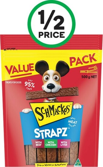 Woolworths Schmackos Strapz Dog Treats 500g offer