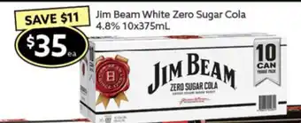 Ritchies Jim Beam Zero Cola 10x375ml offer