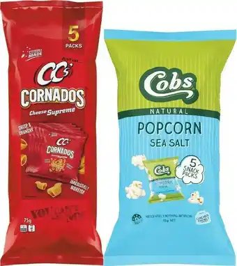 Woolworths Cornados or Cobs Multipack Chips Pk 5 offer
