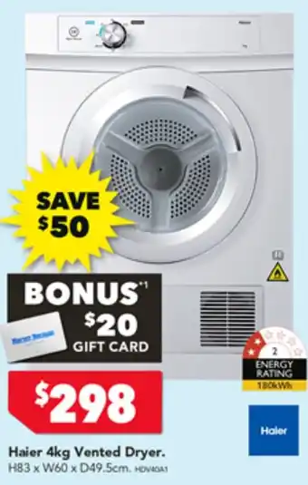 Harvey Norman Haier 4kg Vented Dryer offer