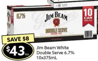 Ritchies Jim Beam White Double Serve 6.7% 10x375ml offer