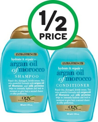 Woolworths OGX Extra Strength Shampoo or Conditioner 385ml offer