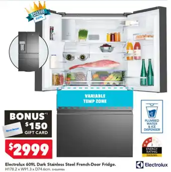 Harvey Norman Electrolux 609L Dark Stainless Steel French-Door Fridge offer