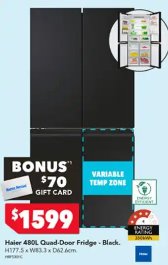 Harvey Norman Haier 480L Quad-Door Fridge - Black offer