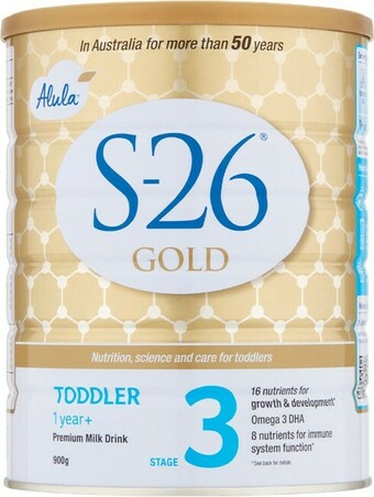 Woolworths S-26 Alula Gold Toddler Stage 3 or Junior Stage 4 Baby Formula 900g – Limit 2 per Customer offer