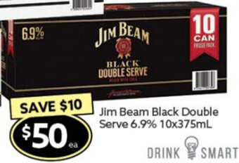 Ritchies Jim Beam Black Double Serve 6.9% 10x375ml offer