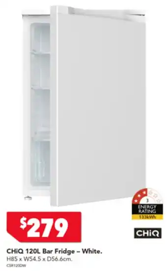 Harvey Norman CHIQ 120L Bar Fridge - White offer