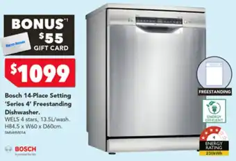 Harvey Norman Bosch 14-Place Setting 'Series 4' Freestanding Dishwasher offer