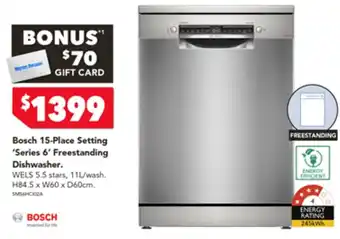 Harvey Norman Bosch 15-Place Setting 'Series 6' Freestanding Dishwasher offer