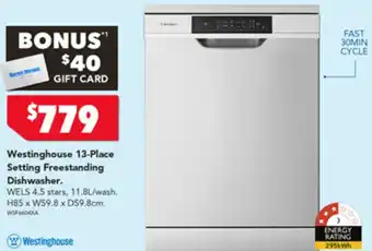 Harvey Norman Westinghouse 13-Place Setting Freestanding Dishwasher offer