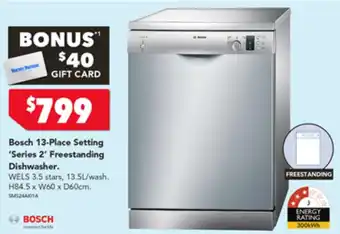 Harvey Norman Bosch 13-Place Setting 'Series 2' Freestanding Dishwasher offer