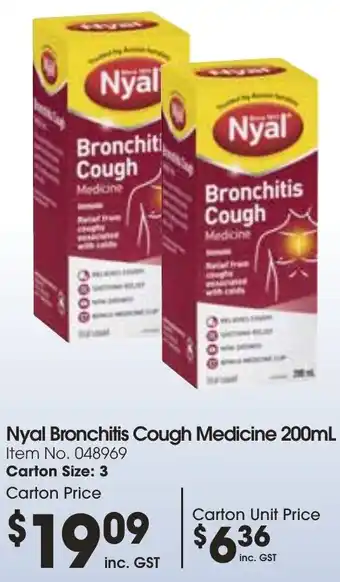 Campbells Wholesale Nyal Bronchitis Cough Medicine 200mL Caplets or Tablets 12 Pack offer