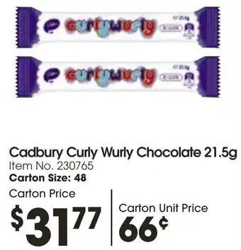 Campbells Wholesale Cadbury Curly Wurly Chocolate 21.5g offer