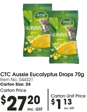 Campbells Wholesale CTC Aussie Eucalyptus Drops 70g offer