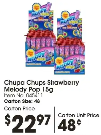 Campbells Wholesale Chupa Chups Strawberry Melody Pop 15g offer