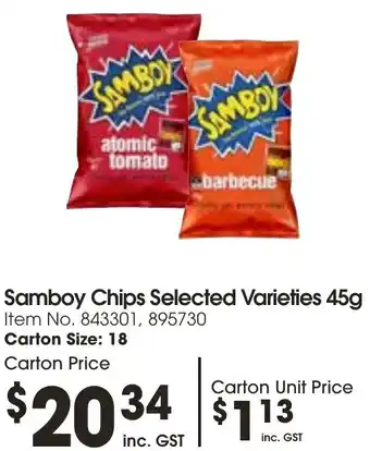 Campbells Wholesale Samboy Chips Selected Varieties 45g offer