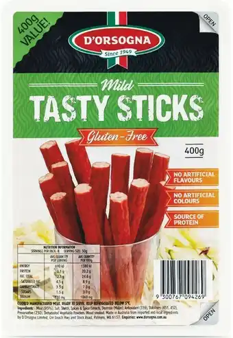 Woolworths D’Orsogna Tasty Sticks 400g – From the Fridge offer