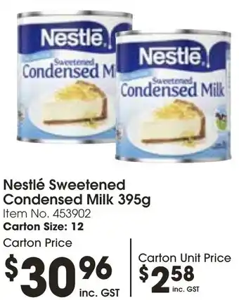 Campbells Wholesale Nestlé Sweetened Condensed Milk 395g offer