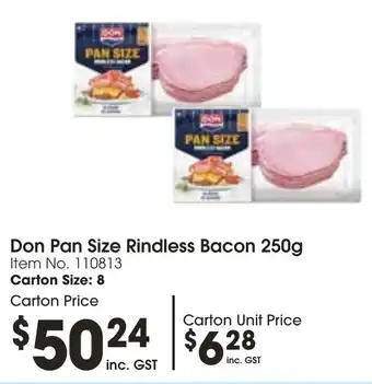 Campbells Wholesale Don Pan Size Rindless Bacon 250g offer