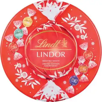 Coles Lindt Lindor Round Tin 433g offer