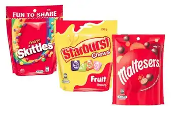 Coles Mars M&M’s, Maltesers or Pods 120g-180g or Starburst or Skittles 190g-215g offer