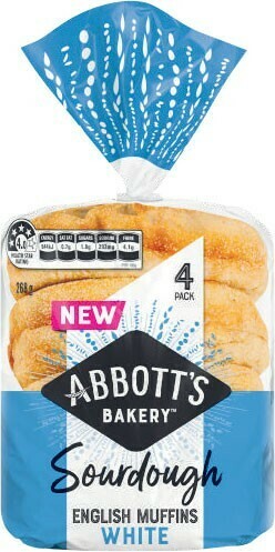 Coles Abbott’s Sourdough English Muffins 268g offer