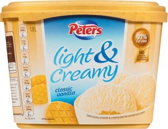 Coles Peters Light & Creamy Ice Cream 1.8 Litre offer