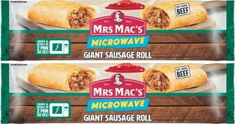 Coles Mrs Mac’s Microwave Frozen Beef Pie or Sausage Roll 175g offer