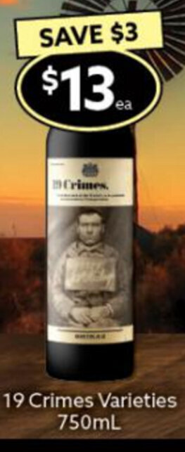 Ritchies 19 Crimes Varieties 750ml offer