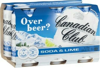Coles Canadian Club Soda & Lime Cans 6x375mL offer