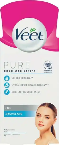 Coles Veet Pure Cold Face Wax Strips 20 Pack offer
