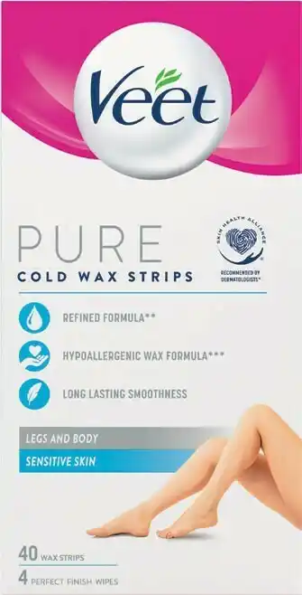 Coles Veet Pure Cold Leg Wax Strips 40 Pack offer