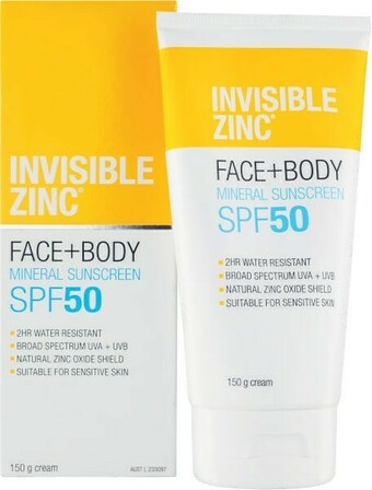 Invisible Zinc Face & Body Sunscreen SPF50 150g^