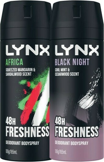 Coles Lynx Body Spray or Antiperspirant Deodorant 165mL offer