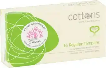 Coles Cottons Organic Regular Tampons 16 Pack offer