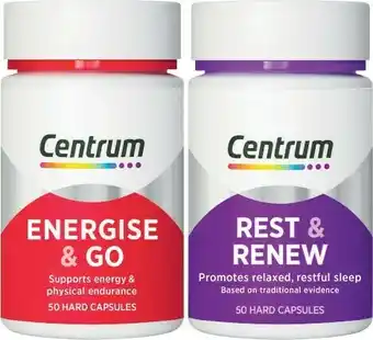 Coles Centrum Rest & Renew or Energise & Go Capsules 50 Pack* offer