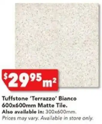 Harvey Norman Tuffstone 'Terrazzo' Bianco 600x600mm Matte Tile offer