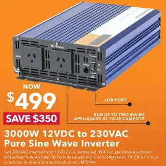 Jaycar Electronics 3000W 12VDC to 230VAC Pure Sine Wave Inverter offer