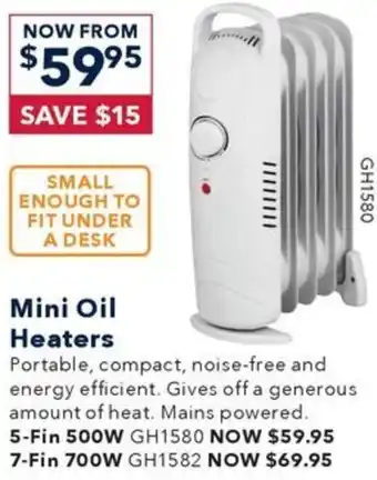 Jaycar Electronics Mini Oil Heaters offer