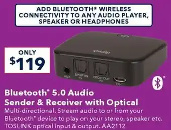 Bluetooth 5.0 Audio Sender & Receiver with Optical