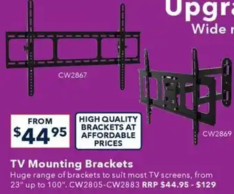 Jaycar Electronics TV Mounting Brackets offer