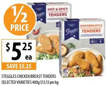 Supabarn STEGGLES CHICKEN BREAST TENDERS SELECTED VARIETIES 400g offer