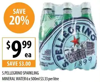 Supabarn S.PELLEGRINO SPARKLING MINERAL WATER 6x500ml offer