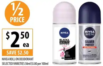 Supabarn NIVEA ROLL ON DEODORANT 50ml offer