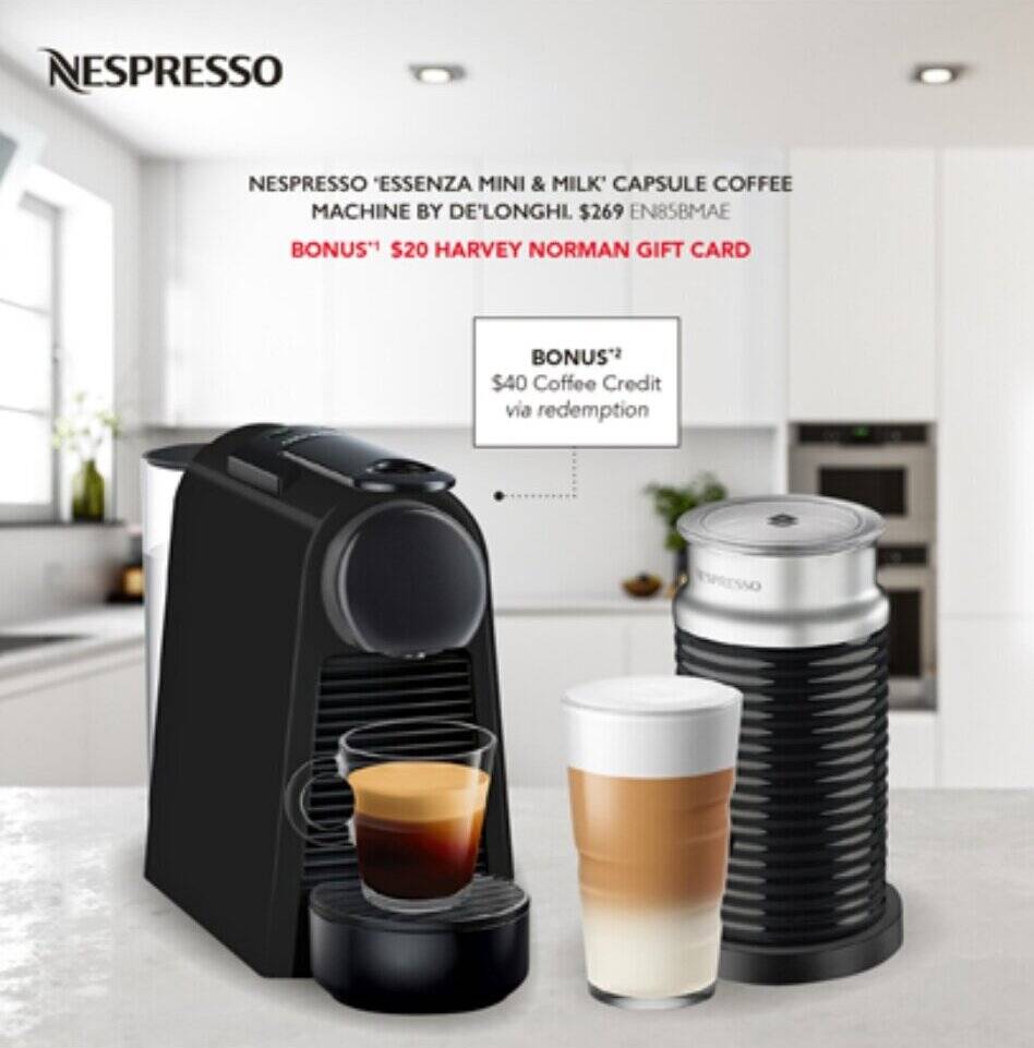 NESPRESSO 'ESSENZA MINI & MILK CAPSULE COFFEE MACHINE BY DE'LONGHI