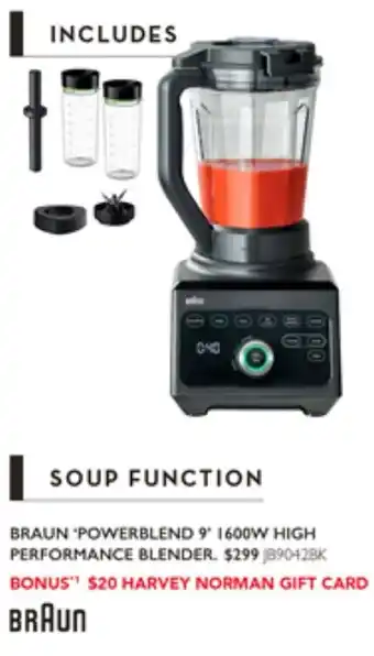 Harvey Norman BRAUN "POWERBLEND 9' 1600W HIGH PERFORMANCE BLENDER offer