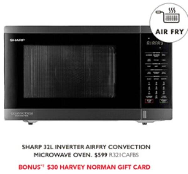 SHARP 32L INVERTER AIRFRY CONVECTION MICROWAVE OVEN offer at Harvey Norman