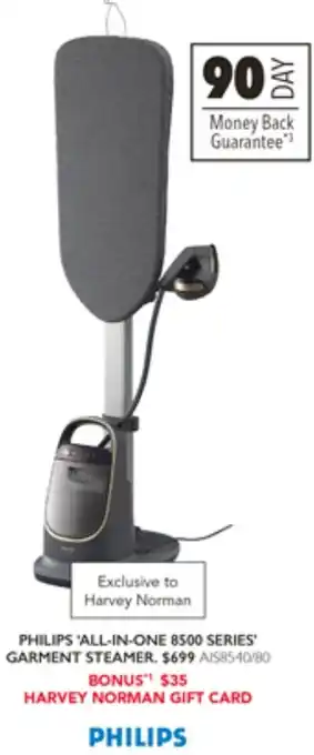 Harvey Norman PHILIPS 'ALL-IN-ONE 8500 SERIES GARMENT STEAMER offer