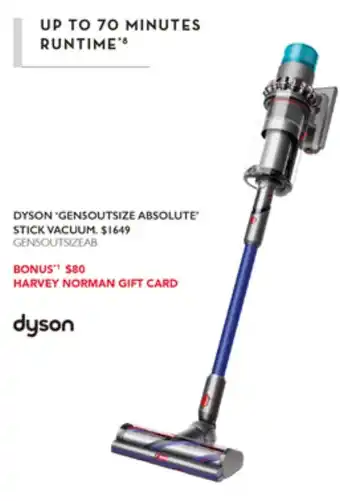 Harvey Norman DYSON 'GENSOUTSIZE ABSOLUTE STICK VACUUM offer